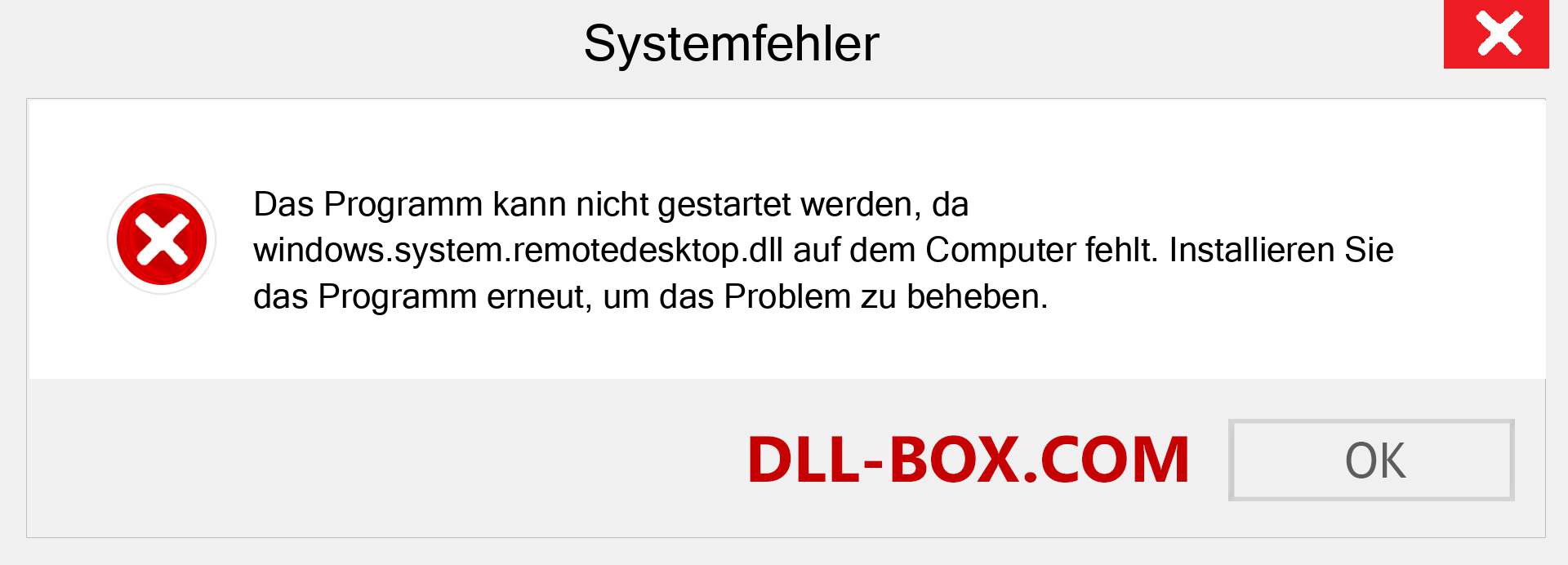 windows.system.remotedesktop.dll-Datei fehlt?. Download für Windows 7, 8, 10 - Fix windows.system.remotedesktop dll Missing Error unter Windows, Fotos, Bildern